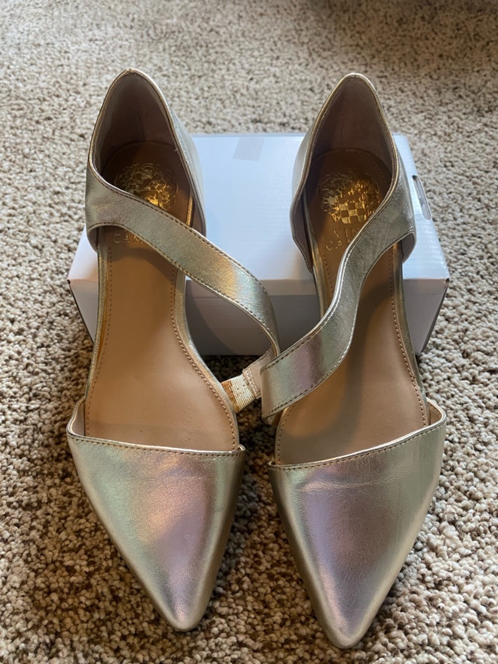 Vince Camuto Women's Iridescent Metallic Pointed-Toe Flats - Gold